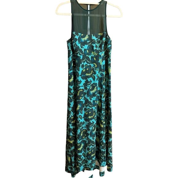NEW Anthropologie Maeve Mesh Halter Midi Dress Sz Small Turquoise Floral - Picture 4 of 16